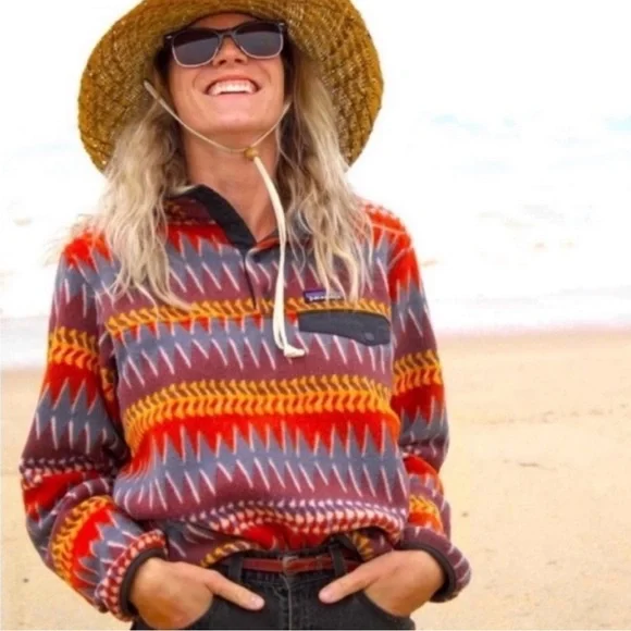 Patagonia Synchilla Snap-T Fleece Pullover Laughing Waters Dark Ruby Size med - Picture 2 of 11